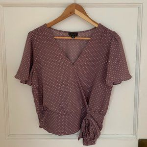 Purple Polka Dot Wrap Shirt